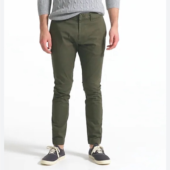 J.CREW 770 Straight Men's Flannel Lined Green Flat Front Pants Size 33 X 34 - Picture 13 of 13